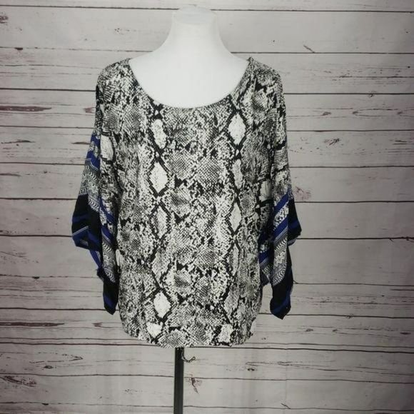 Unique Spectrum Black Snakeskin Plus Size 2x scoop neck‎ animal print Top Blouse - Picture 2 of 8